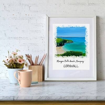 Playa de Mawgan Porth, Newquay, Cornualles Lámina artística