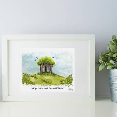Nearly There Trees Painting, Cornwall Art Print