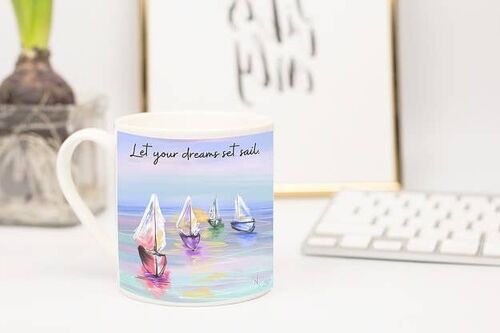 Quote Art Bone China Mug, Set Sail