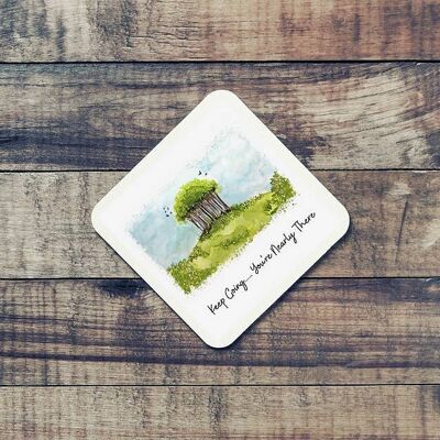 Quote Art Coaster, Nearly There Trees Painting With Quote