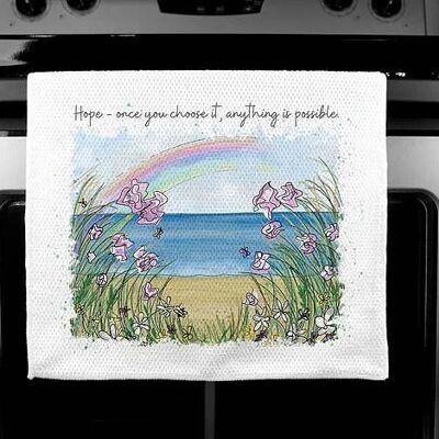 Quote Art Tea Towels - Luxury Handprinted - Hope - Rainbow