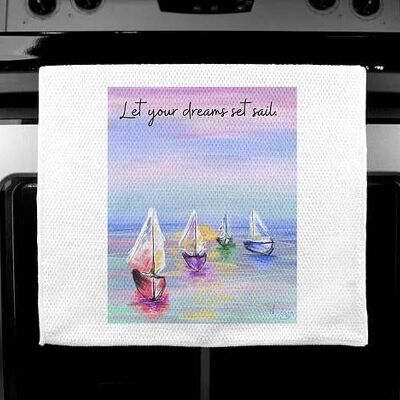 Quote Art Tea Towels - Luxury Handprinted - Set Sail