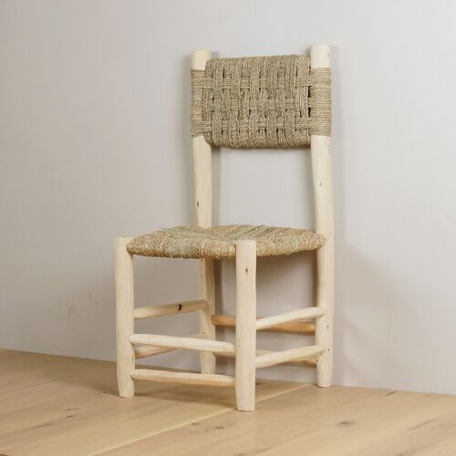 Chaise de table en bois et corde Marocaine