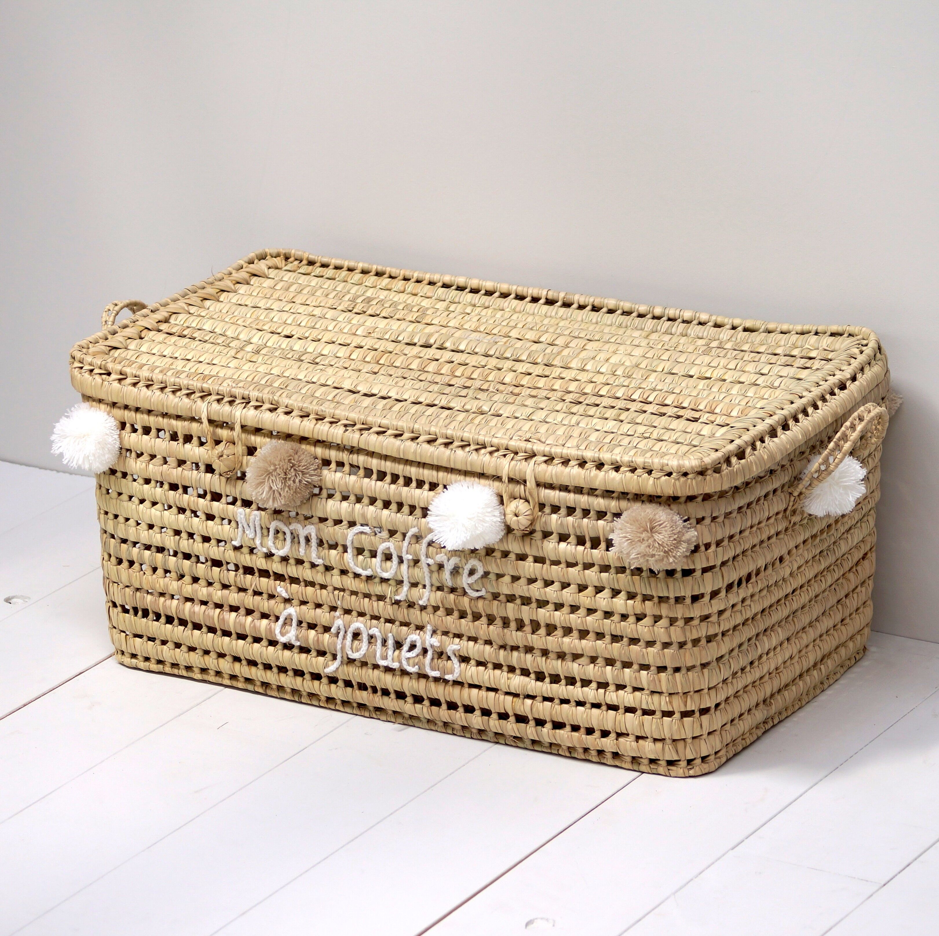 Personalized rattan and palm fiber toy box - My toy box