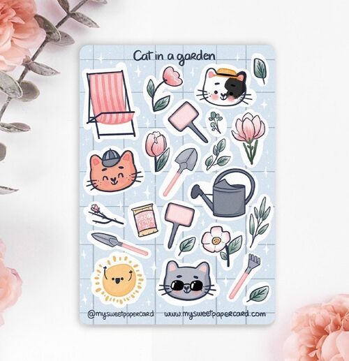 Stickers A6 - Chat au jardin