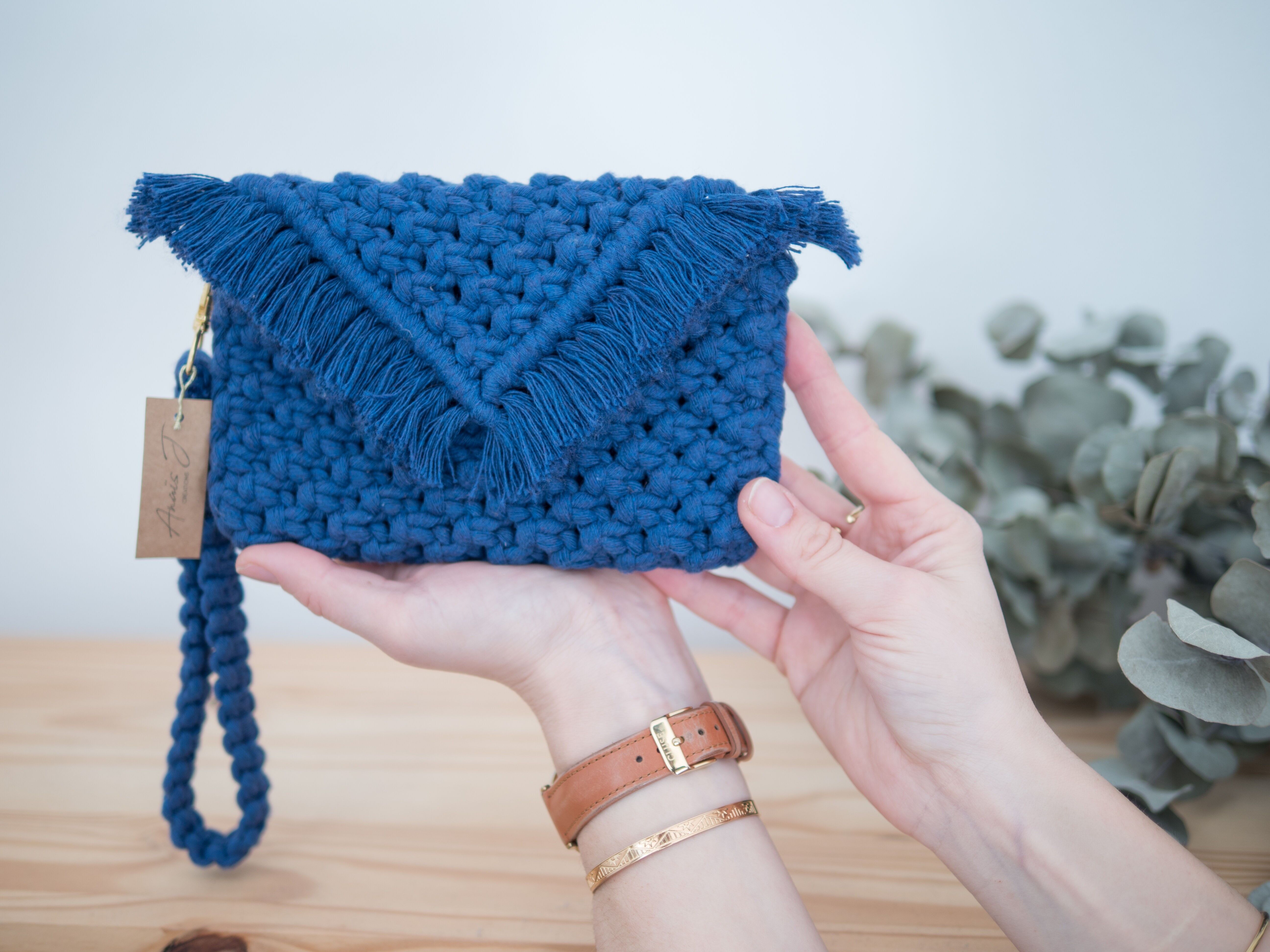 Macrame Pouch - Royal Blue