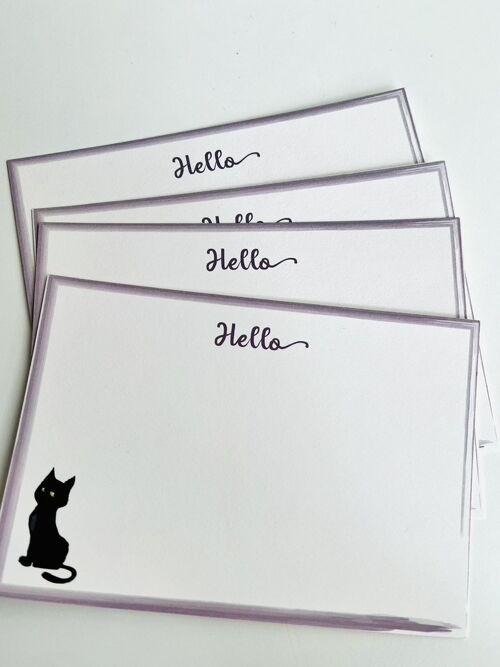 Cute Cat Lined Notecard Sets Hello!