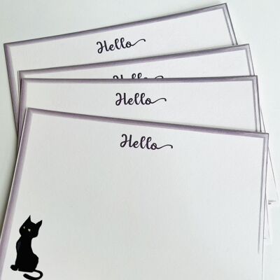 Cute Cat Lined Notecard Sets Hello!