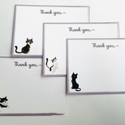 Ensembles de cartes de correspondance doublées de chat mignon Merci