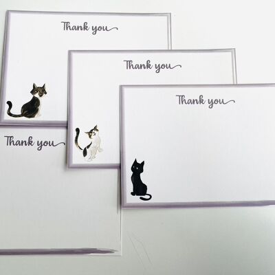 Ensembles de cartes de correspondance doublées de chat mignon Merci