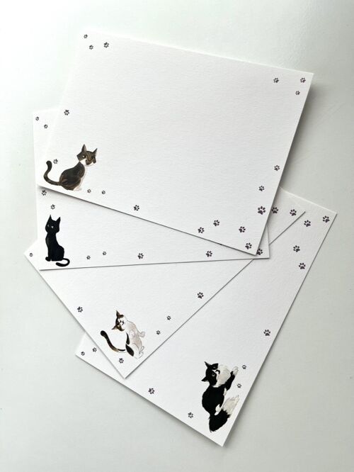 Cute Cat Paws and Cats Notecard Sets