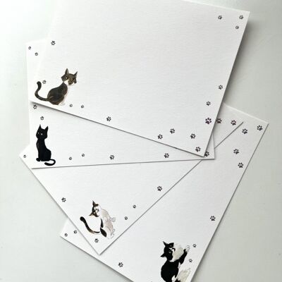 Set di carte per appunti con zampe di gatto e gatti carini