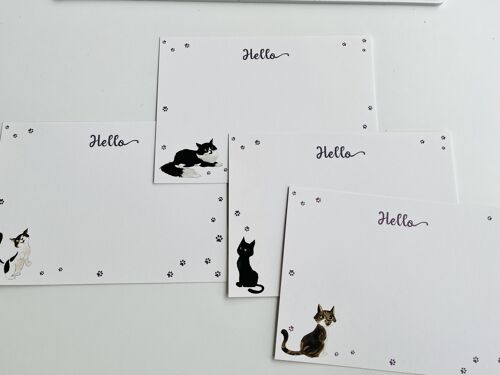 Cute Cat Paws and Cats Notecard Sets Hello!