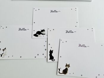 Pattes de chat mignons et ensembles de cartes pour notes de chats Bonjour !