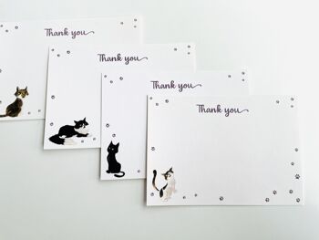 Ensembles de cartes de correspondance pattes de chat et chats mignons Merci
