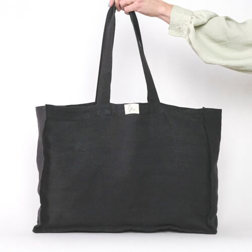 Large Linen Tote Shopper Bag -Charcoal