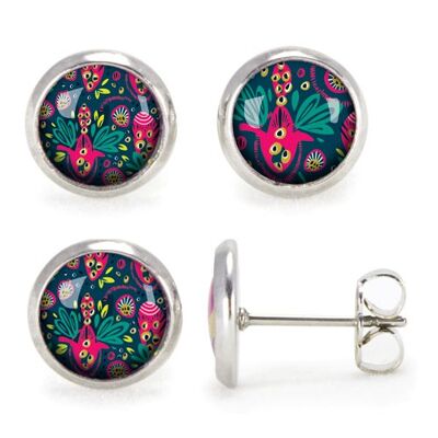 Silver surgical stainless steel stud earrings - Rio