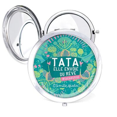 Silver pocket mirror Tata message - Kaleidoscope