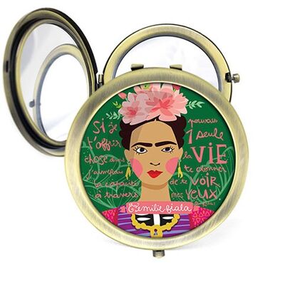 Espejo de bolsillo Mensaje de bronce antiguo Artista - Frida