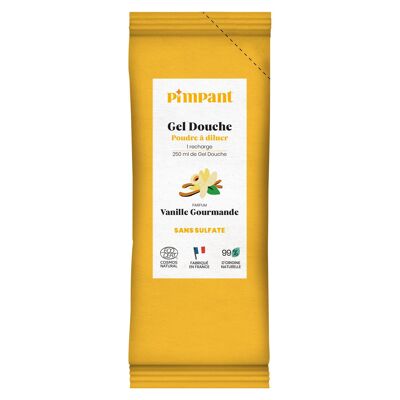 Gel de ducha gourmet vainilla en polvo recargable para diluir