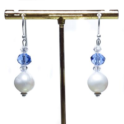 Something Blue Earrings, two beads