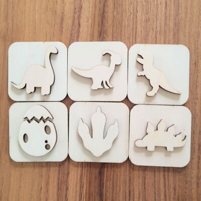 Houten klei-/zand stempel "dino"