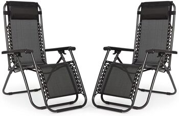 Lot de 2 chaises longues, chaise Zero Gravity, chaises inclinables de jardin, chaise d'extérieur pliante pour terrasse de jardin (dossier 77 cm) (gris 2) 1