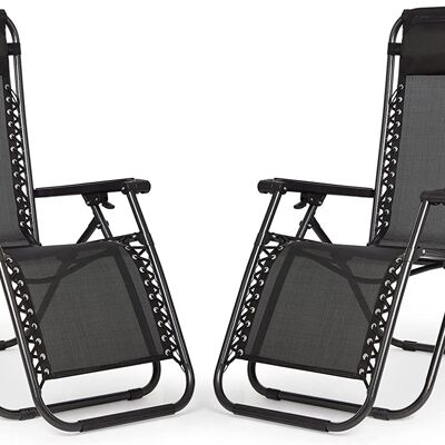 Sun Loungers Set of 2, Zero Gravity Chair, Garden Recliner Chairs, Garden Patio Folding Outdoor Chair (back 77cm) (gray 2)