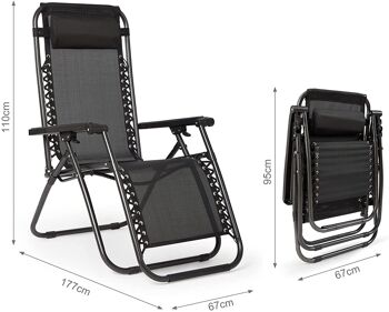 Lot de 2 chaises longues, chaise Zero Gravity, chaises inclinables de jardin, chaise d'extérieur pliante pour terrasse de jardin (dossier 77 cm) (gris 2) 2