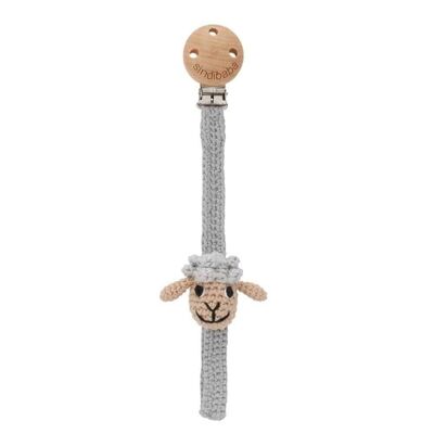 Attache-tétine au crochet mouton DOLLY gris