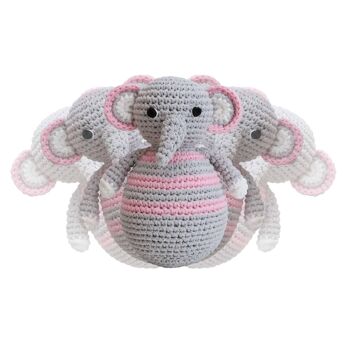 Figurine au crochet éléphant JUMBO en rose 1