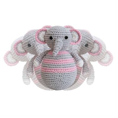 Crocheted stand-up figure elephant JUMBO in pink