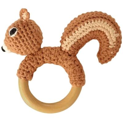 Crocheted grasping toy squirrel NUTTY in brown