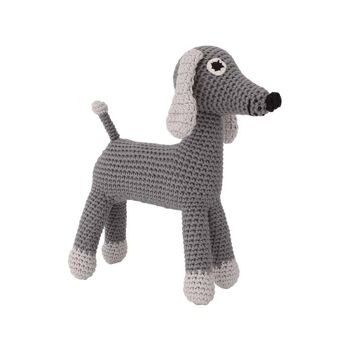 Peluche au crochet chien LUCKY en gris 2