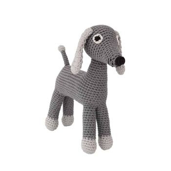 Peluche au crochet chien LUCKY en gris 3