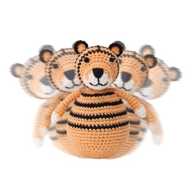Crocheted roly-poly tiger TONI in orange