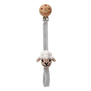 Attache-tétine au crochet mouton DOLLY en blanc