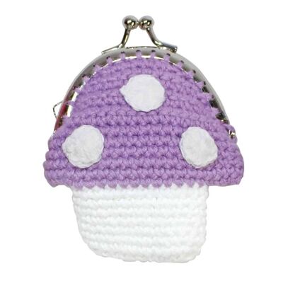 Porte-monnaie champignon au crochet (violet)