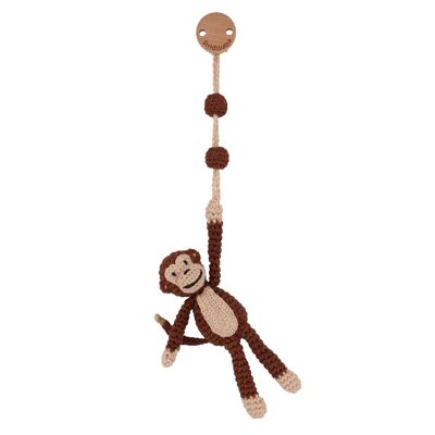 Crocheted pram trailer monkey CHARLIE in brown