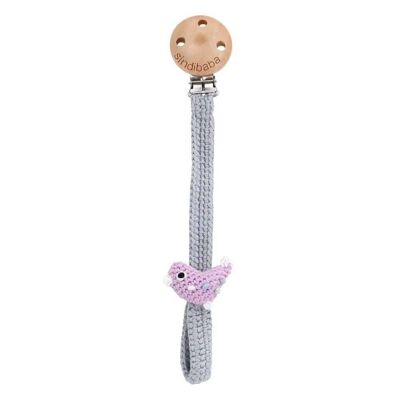 Crocheted pacifier chain bird BETTY in pink