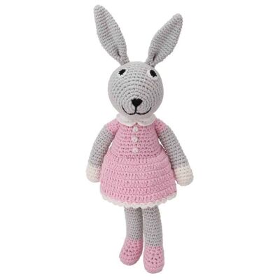 Crocheted cuddly toy rabbit BOBBY in pink