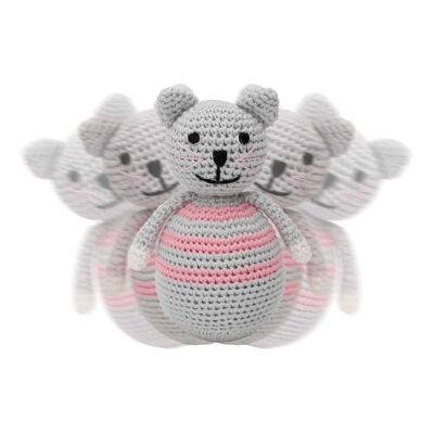 Chat roly-poly au crochet KITTY en rose