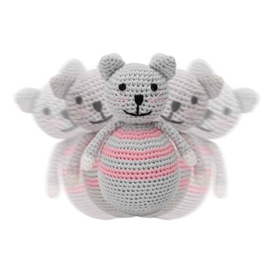 Crocheted roly-poly cat KITTY in pink