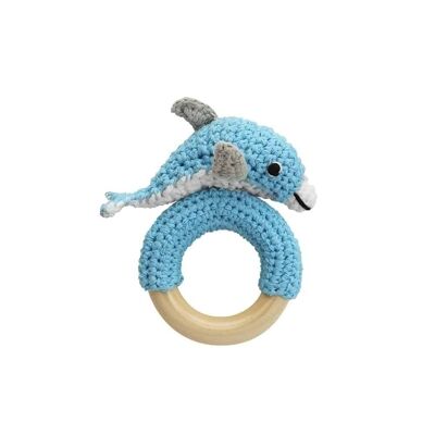 Crocheted grasping toy dolphin DOLPHY in blue