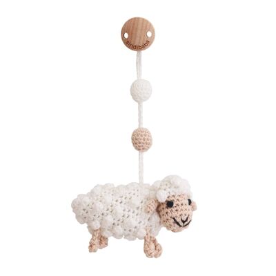 Crocheted pram trailer sheep DOLLY in white