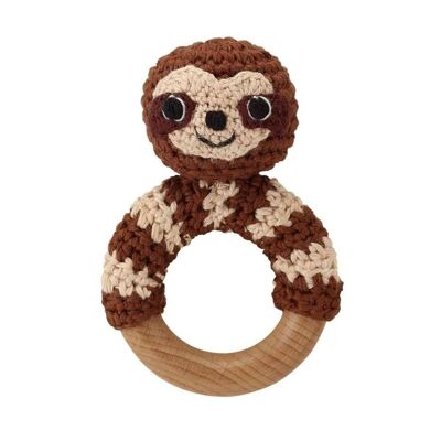 Crocheted gripping toy sloth SLEEPY in brown