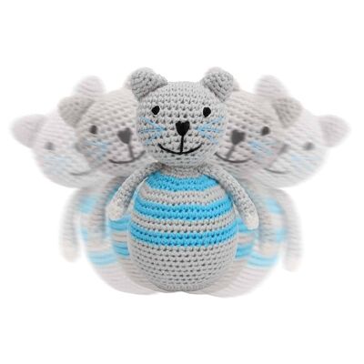 Crocheted roly-poly cat KITTY in blue