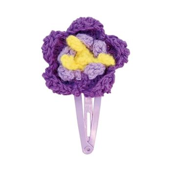 Barrette à cheveux avec fleur au crochet (violet)