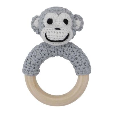 Crocheted grasping toy monkey CHARLIE in grey