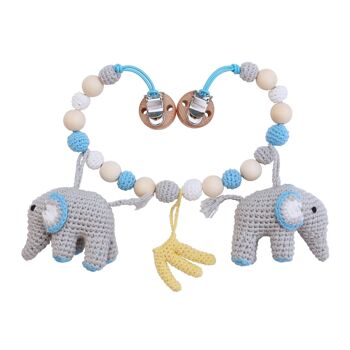 Chaîne de landau au crochet éléphant JUMBO en bleu 2